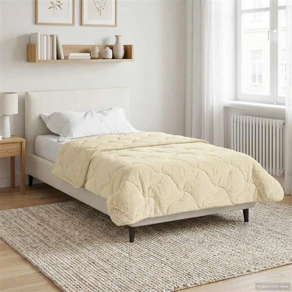 Grote foto vidaxl winter dekbed cr me 155 x 220 cm microfiber en teddy fleece huis en inrichting bedden