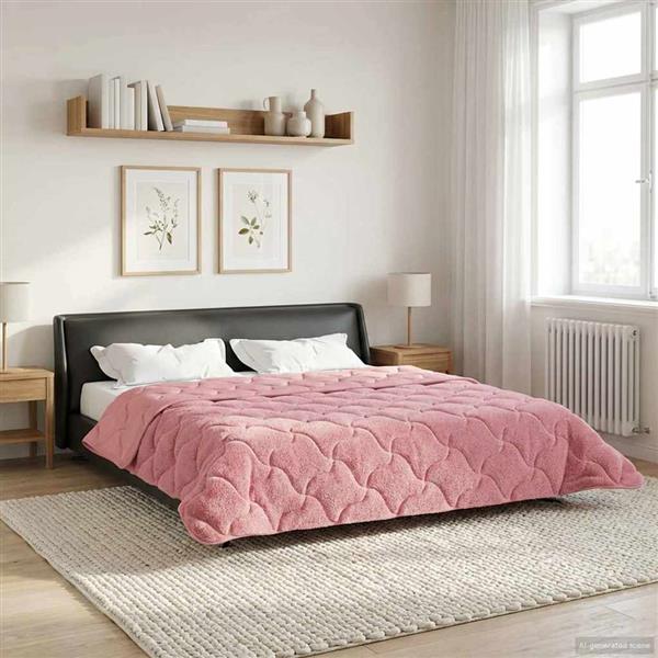 Grote foto vidaxl winter dekbed roze 220 x 260 cm microfiber en teddy fleece huis en inrichting bedden