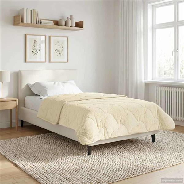 Grote foto vidaxl winter dekbed cr me 140 x 200 cm microfiber en teddy fleece huis en inrichting bedden
