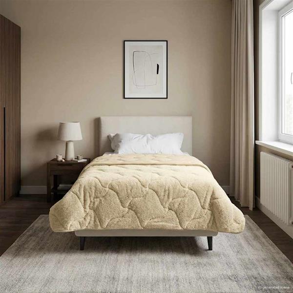 Grote foto vidaxl vol jaar dekbed cr me 155 x 200 cm microfiber en teddy fleece huis en inrichting bedden