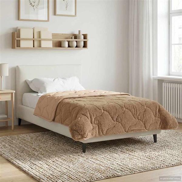 Grote foto vidaxl vol jaar dekbed taupe 155 x 220 cm microfiber en teddy fleece huis en inrichting bedden