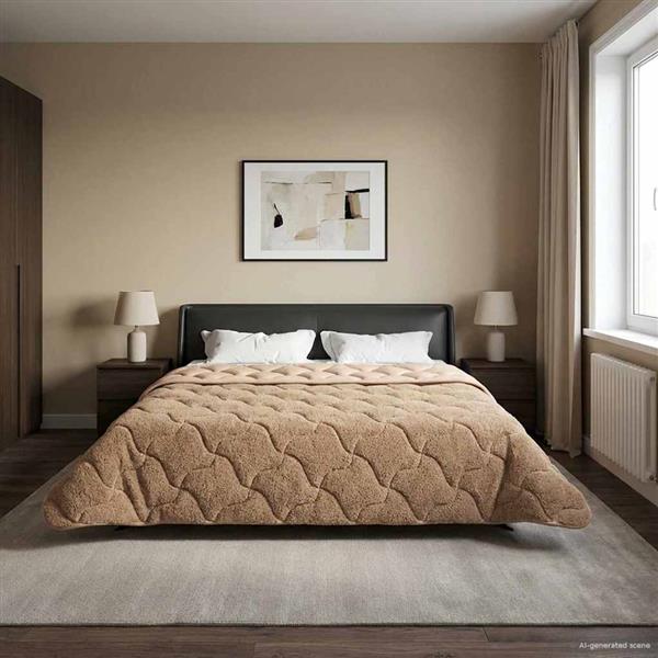 Grote foto vidaxl vol jaar dekbed taupe 200 x 240 cm microfiber en teddy fleece huis en inrichting bedden