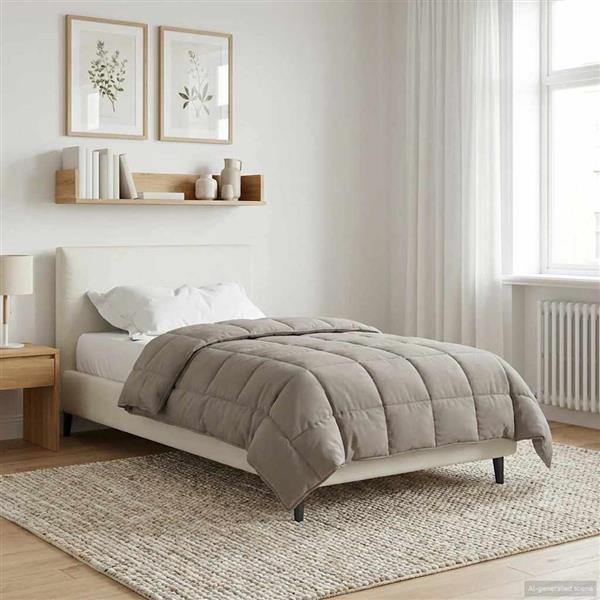 Grote foto vidaxl winter dekbed taupe 135 x 220 cm microfiber en teddy fleece huis en inrichting bedden