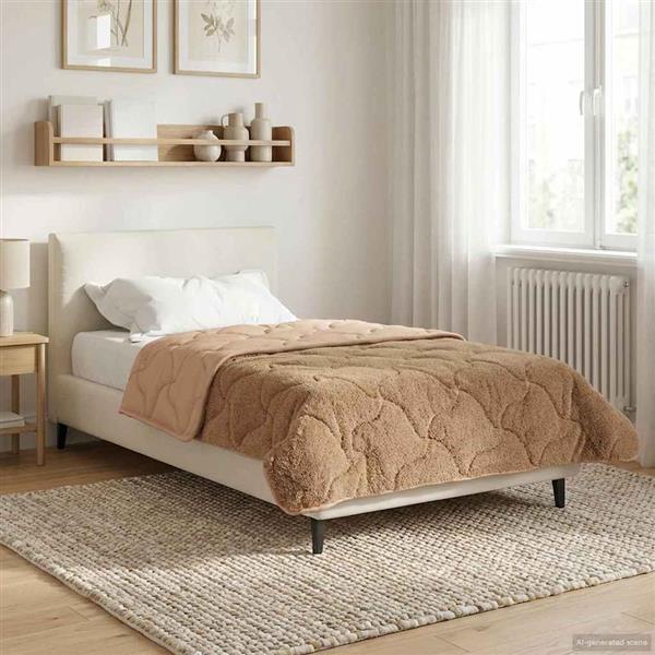 Grote foto vidaxl vol jaar dekbed taupe 135 x 200 cm microfiber en teddy fleece huis en inrichting bedden
