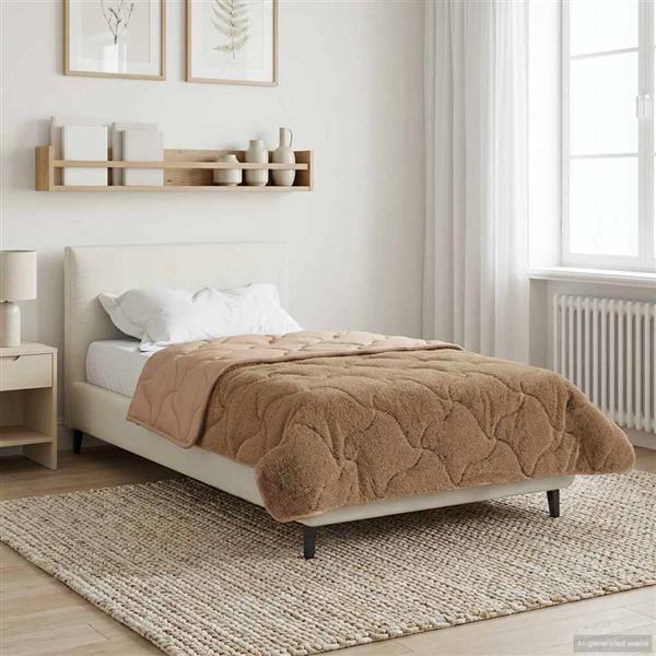 Grote foto vidaxl winter dekbed taupe 155 x 200 cm microfiber en teddy fleece huis en inrichting bedden