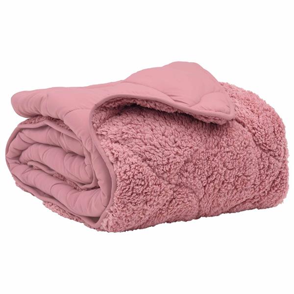 Grote foto vidaxl winter dekbed roze 220 x 260 cm microfiber en teddy fleece huis en inrichting bedden