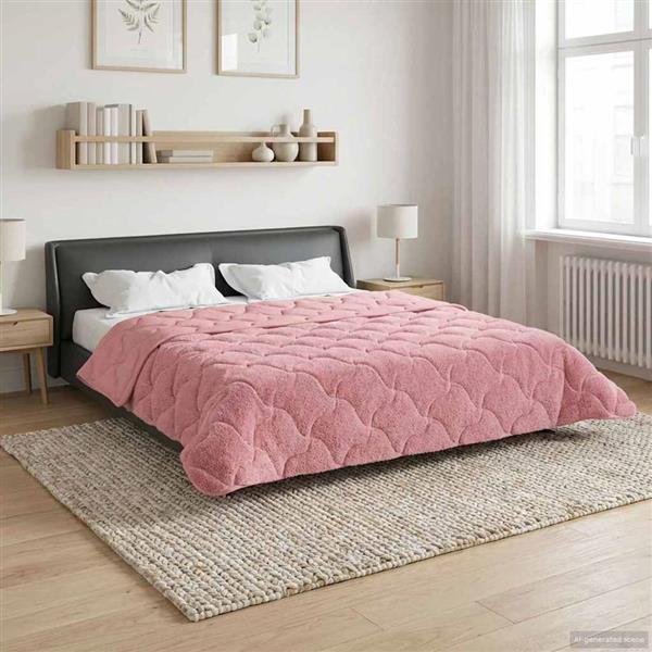 Grote foto vidaxl winter dekbed roze 220 x 240 cm microfiber en teddy fleece huis en inrichting bedden