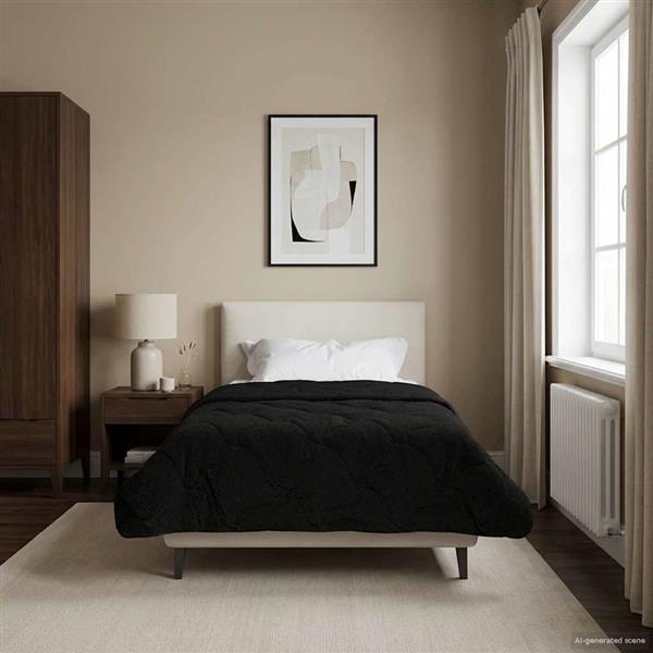 Grote foto vidaxl vol jaar dekbed zwart 135 x 200 cm microfiber en teddy fleece huis en inrichting bedden