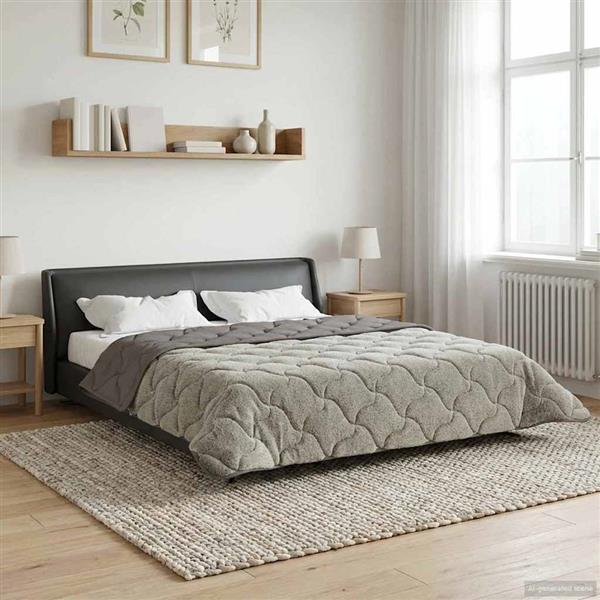 Grote foto vidaxl vol jaar dekbed gekwilt lichtgrijs 240 x 260 cm huis en inrichting bedden