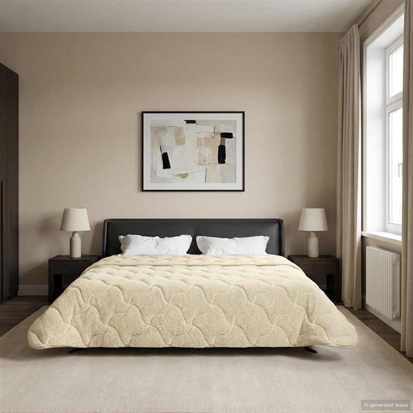 Grote foto vidaxl vol jaar dekbed cr me 240 x 260 cm microfiber en teddy fleece huis en inrichting bedden