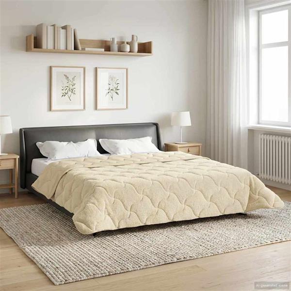 Grote foto vidaxl vol jaar dekbed cr me 220 x 240 cm microfiber en teddy fleece huis en inrichting bedden