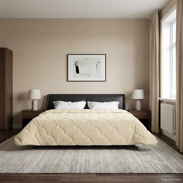 Grote foto vidaxl vol jaar dekbed cr me 200 x 200 cm microfiber en teddy fleece huis en inrichting bedden