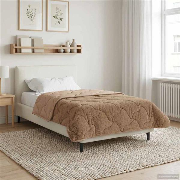 Grote foto vidaxl zomer dekbed taupe 135 x 220 cm microfiber en teddy fleece huis en inrichting bedden