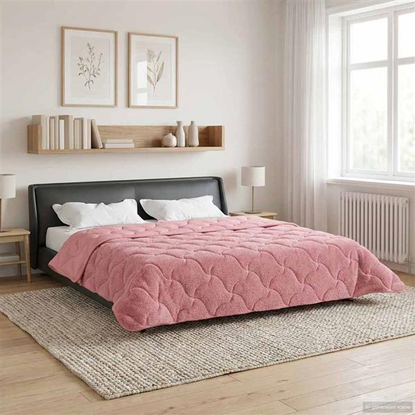 Grote foto vidaxl zomer dekbed roze 220 x 240 cm microfiber en teddy fleece huis en inrichting bedden