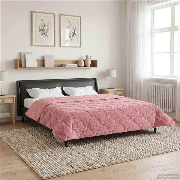 Grote foto vidaxl zomer dekbed roze 200 x 220 cm microfiber en teddy fleece huis en inrichting bedden