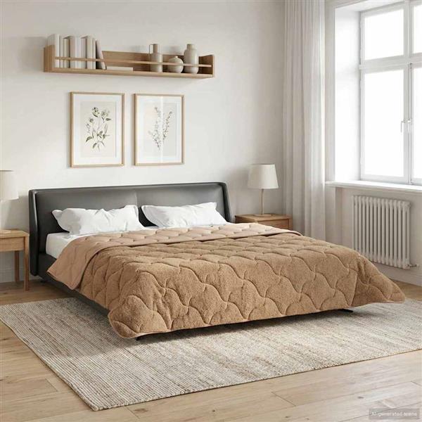 Grote foto vidaxl vol jaar dekbed taupe 240 x 260 cm microfiber en teddy fleece huis en inrichting bedden