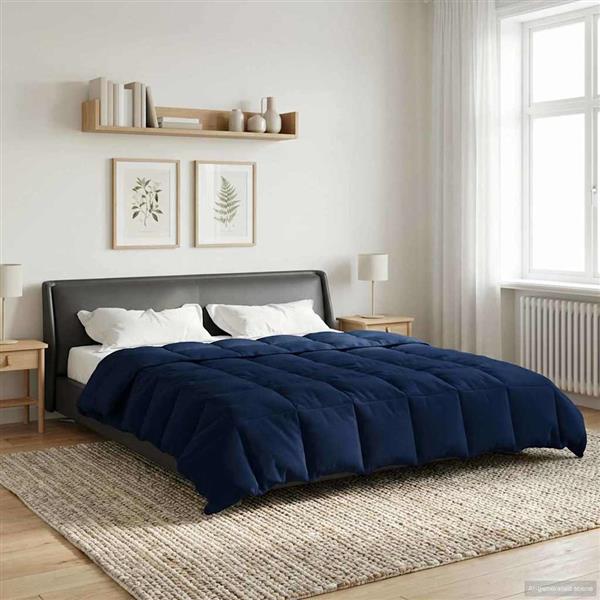 Grote foto vidaxl winter dekbed gekwilt donkerblauw 220 x 260 cm microfiber huis en inrichting bedden