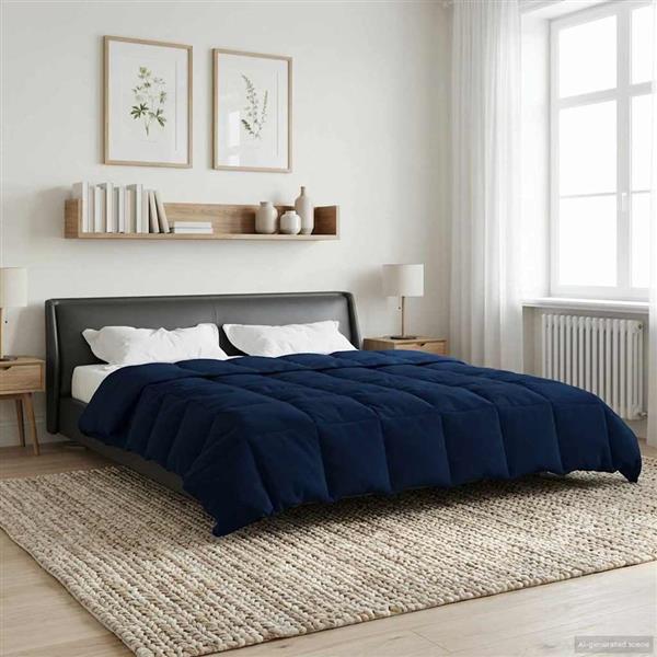 Grote foto vidaxl winter dekbed gekwilt donkerblauw 200 x 220 cm microfiber huis en inrichting bedden