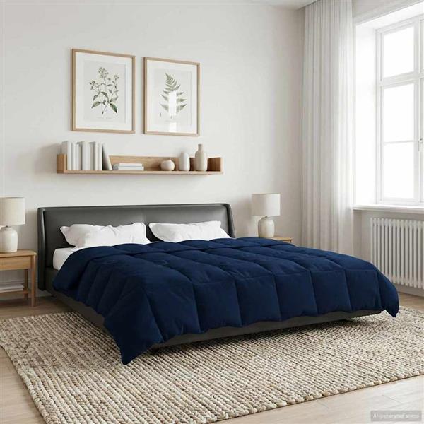 Grote foto vidaxl winter dekbed gekwilt donkerblauw 200 x 200 cm microfiber huis en inrichting bedden