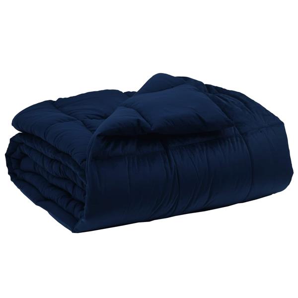 Grote foto vidaxl winter dekbed gekwilt donkerblauw 200 x 200 cm microfiber huis en inrichting bedden