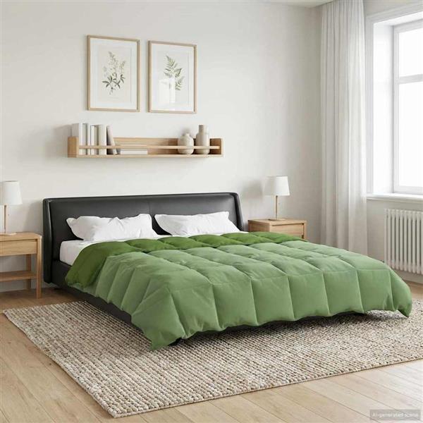 Grote foto vidaxl winter dekbed gekwilt groen 220 x 260 cm microfiber huis en inrichting bedden