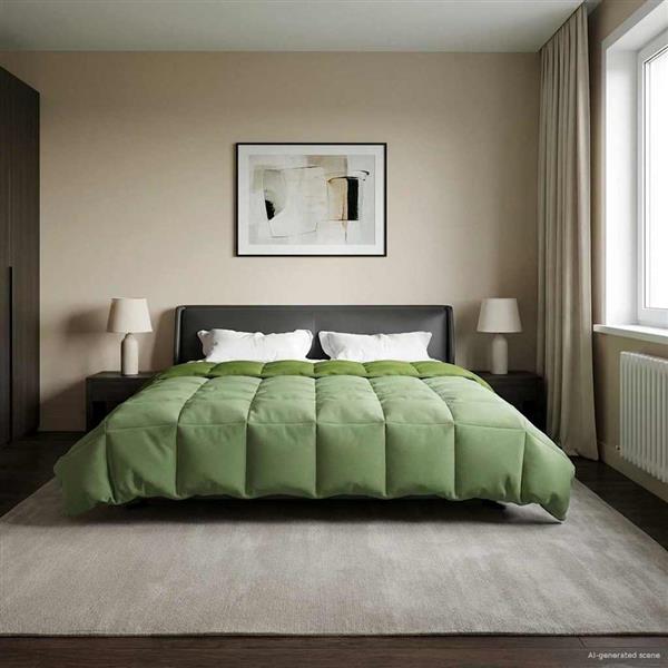 Grote foto vidaxl winter dekbed gekwilt groen 220 x 260 cm microfiber huis en inrichting bedden