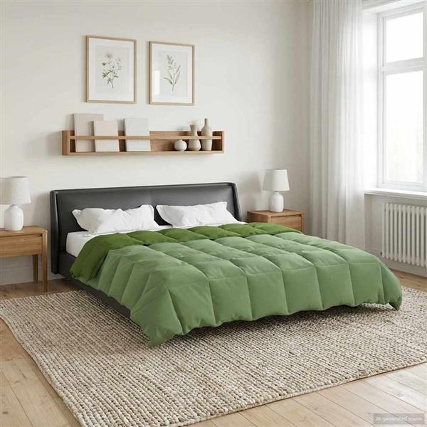 Grote foto vidaxl winter dekbed gekwilt groen 220 x 240 cm microfiber huis en inrichting bedden