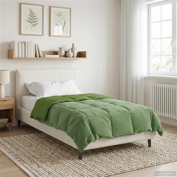 Grote foto vidaxl winter dekbed gekwilt groen 140 x 200 cm microfiber huis en inrichting bedden