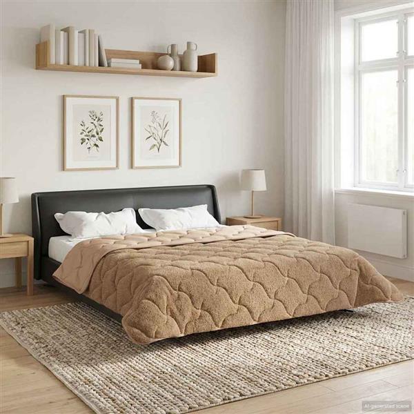 Grote foto vidaxl vol jaar dekbed taupe 200 x 200 cm microfiber en teddy fleece huis en inrichting bedden