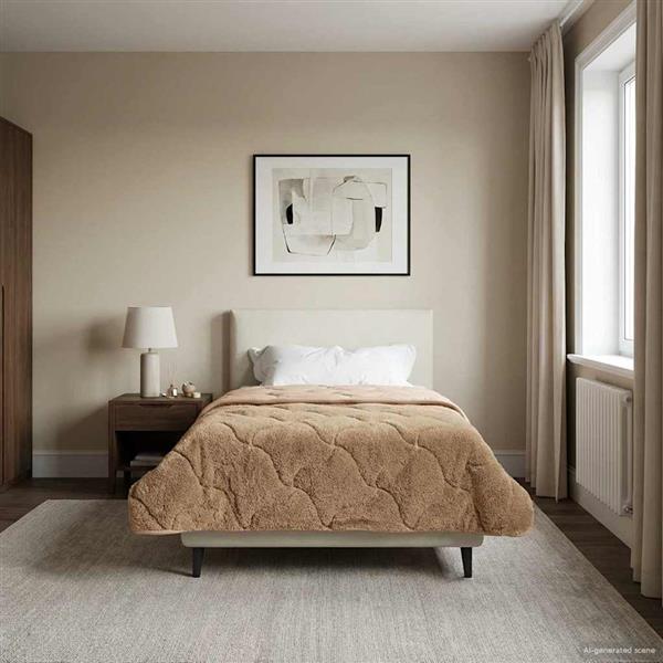 Grote foto vidaxl vol jaar dekbed taupe 155 x 200 cm microfiber en teddy fleece huis en inrichting bedden