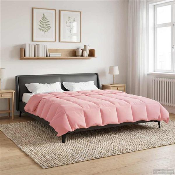 Grote foto vidaxl winter dekbed gekwilt roze 200 x 220 cm microfiber huis en inrichting bedden