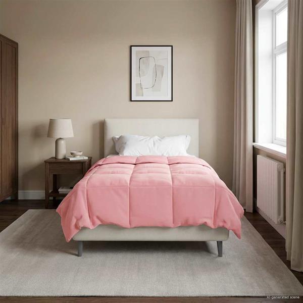 Grote foto vidaxl winter dekbed gekwilt roze 140 x 220 cm microfiber huis en inrichting bedden