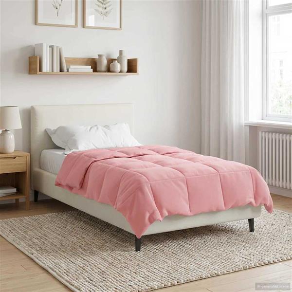 Grote foto vidaxl winter dekbed gekwilt roze 140 x 220 cm microfiber huis en inrichting bedden
