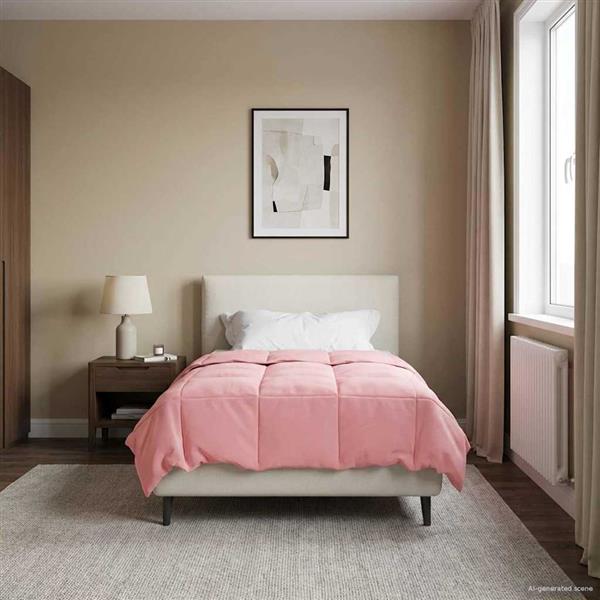 Grote foto vidaxl winter dekbed gekwilt roze 135 x 220 cm microfiber huis en inrichting bedden