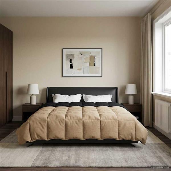 Grote foto vidaxl winter dekbed gekwilt zwart 220 x 260 cm microfiber huis en inrichting bedden