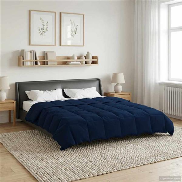 Grote foto vidaxl vol jaar dekbed gekwilt donkerblauw 220 x 240 cm microfiber huis en inrichting bedden