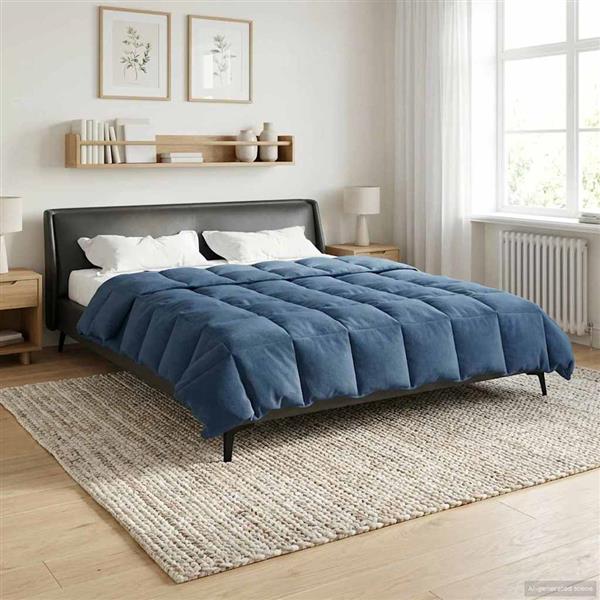 Grote foto vidaxl vol jaar dekbed gekwilt donkerblauw 200 x 220 cm microfiber huis en inrichting bedden