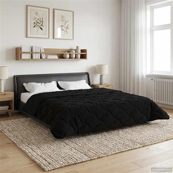 Grote foto vidaxl vol jaar dekbed zwart 220 x 240 cm microfiber en teddy fleece huis en inrichting bedden