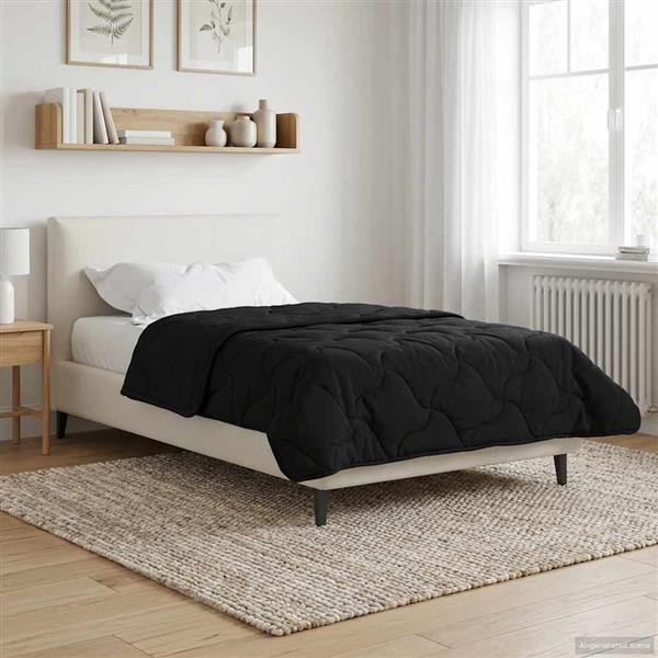 Grote foto vidaxl vol jaar dekbed zwart 140 x 220 cm microfiber en teddy fleece huis en inrichting bedden