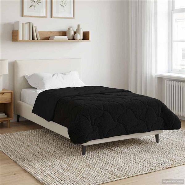 Grote foto vidaxl vol jaar dekbed zwart 135 x 220 cm microfiber en teddy fleece huis en inrichting bedden