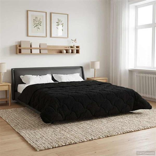 Grote foto vidaxl vol jaar dekbed zwart 200 x 240 cm microfiber en teddy fleece huis en inrichting bedden