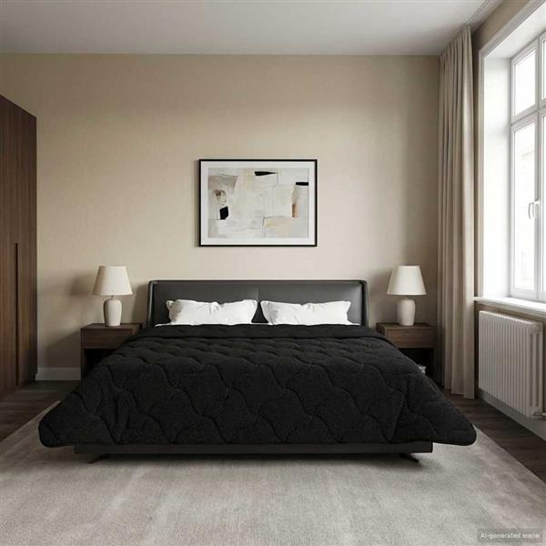 Grote foto vidaxl vol jaar dekbed zwart 200 x 240 cm microfiber en teddy fleece huis en inrichting bedden