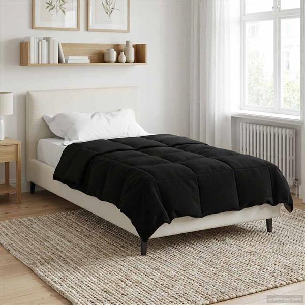 Grote foto vidaxl vol jaar dekbed gekwilt zwart 155 x 220 cm microfiber huis en inrichting bedden