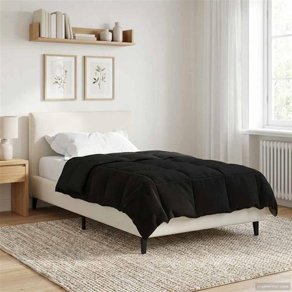 Grote foto vidaxl vol jaar dekbed gekwilt zwart 135 x 220 cm microfiber huis en inrichting bedden