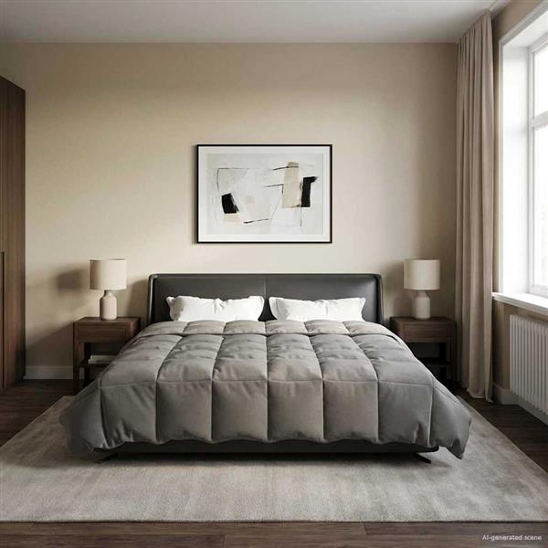 Grote foto vidaxl vol jaar dekbed gekwilt lichtgrijs 200 x 200 cm microfiber huis en inrichting bedden