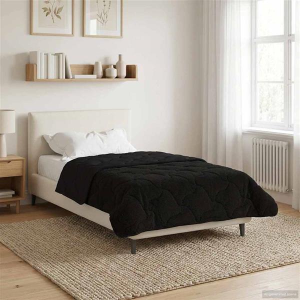 Grote foto vidaxl vol jaar dekbed zwart 135 x 200 cm microfiber en teddy fleece huis en inrichting bedden