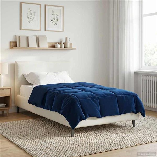 Grote foto vidaxl zomerdekbed gekwilt donkerblauw 135 x 220 cm microfiber huis en inrichting bedden