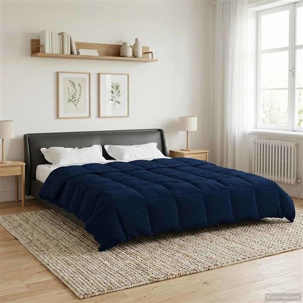 Grote foto vidaxl zomer dekbed gekwilt donkerblauw 200 x 200 cm microfiber huis en inrichting bedden