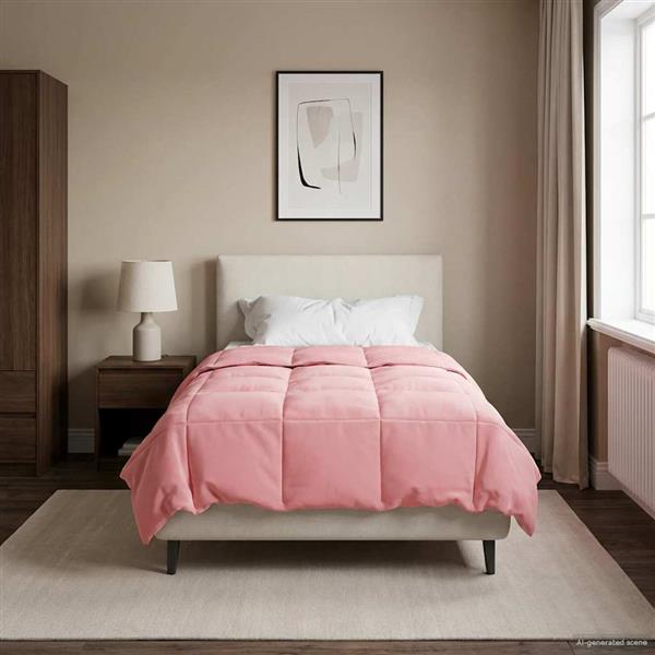Grote foto vidaxl zomerdekbed gekwilt roze 135 x 220 cm microfiber huis en inrichting bedden