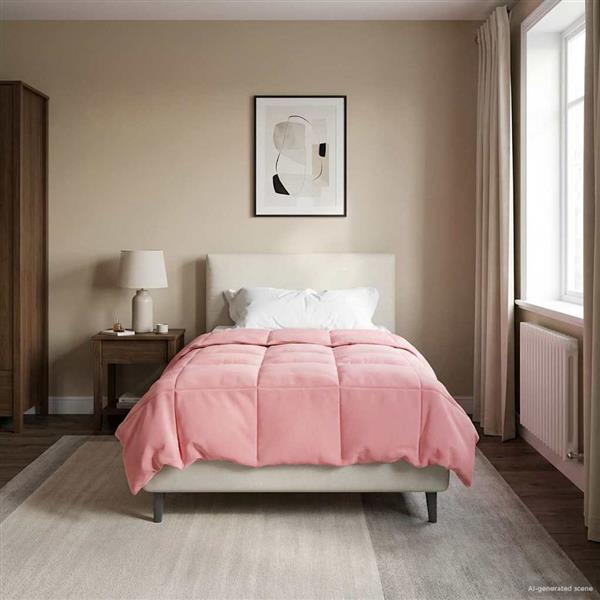 Grote foto vidaxl zomer dekbed gekwilt roze 155 x 200 cm microfiber huis en inrichting bedden